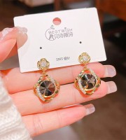 1Pair Women Large Circle Gold Color Hoop Earrings