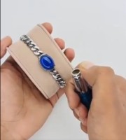 Blue Stone Color Changing Steel Bracelet